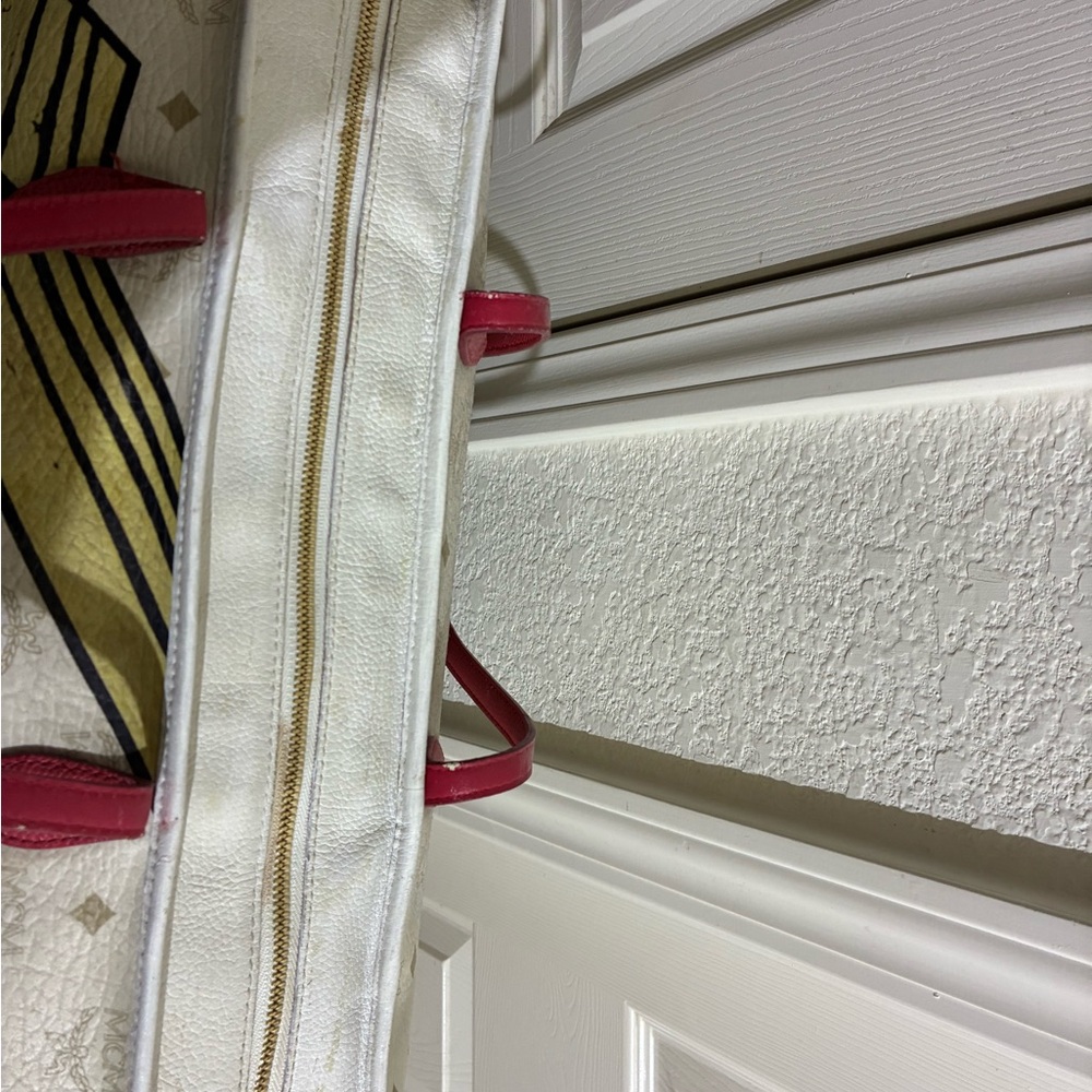 MCM White and Green Geometric Tote - Picture 4 of 10
